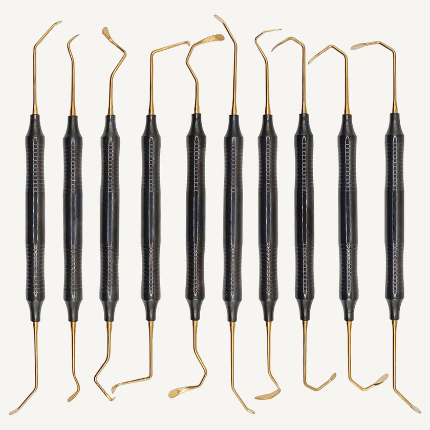 Kit of 10 Sinus Lift Instruments with Gold Titanium Nitride Coated Tips